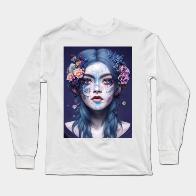 Beautiful Blue Hair Snow-white Long Sleeve T-Shirt by Zachariya420